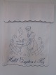 Parade piece
A beautiful old parade piece with handmade blue 
embroidery, text "Keep the pot boiling"
The parade piece was in the good old days used to 
hang in front of the tea towels so that all things 
always looked clean and beautiful
110cm x 64cm