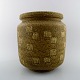 Saxbo large stoneware vase in modern design, glaze in yellow brown tones.