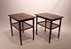 A pair of side tables of rosewood with papercord shelf of danish design from the 
1960s.
5000m2 showroom.