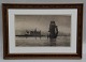Etching: Carl Locher 1899 Marine - sailships outside Kronborg 32 x 45 cm 
inclluding old frame