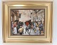 Bing & Gröndahl. Porzellanmalerei. Motiv von Paul Fischer. Feuer in der 
Skindergade. Größe inklusive Rahmen, 40 * 33 cm. Produziert 1750 Stück. Dieses 
hat die Nummer 996.