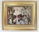 Bing & Grondahl. Porcelain painting. Motif by Paul Fischer. Fire in Skindergade. 
Size inclusive frame, 40 * 33 cm. Produced 1750 pieces. This has number  875.