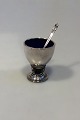 Georg Jensen Acorn Sterling Silver Mustard pot with with enamel and spoon No 741