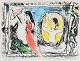 Litografi: Marc Chagall Figurer Ca 51 x 64.5 cm inklusiv glas og ramme