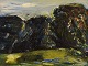 Rolf Nygren, Swedish painter. Oil on board. Modernist landscape. 1960
