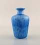Gunnar Nylund for Rörstrand. Vase in glazed ceramics. Beautiful glaze in blue 
shades. 1950