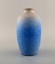 European studio ceramist. Unique vase in glazed ceramics. Beautiful glaze in 
shades of blue. 1980