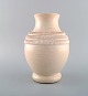 Pol Chambost (1906-1983), France. Vase in glazed ceramics. Beautiful crackled 
glaze in sand shades. 1930
