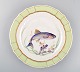 Royal Copenhagen fish plate with green edge, gold decoration and fish motif. 
Model 919/1710.
