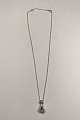 Georg Jensen Sterling Silver Necklace with Pendant No 453 Droplet Pink Quartz