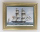 Bing & Grondahl. Porcelain. Danish ship portraits. Picture of Briggen "Sara". 
Dimensions: Width 38 * 30 cm. 3500 have been produced and this is no. 132.