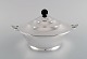 Just Andersen for GAB. Rare art deco lidded bowl in plated silver with 
leaf-shaped handles. 1920