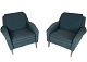 Set of Armchairs - Rosewood Legs - Dark Turquoise Wool Fabric - Fritz Hansen - 
1960