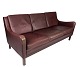 Three-person sofa - Red-brown leather - Stouby Møbler - 1960

