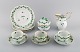 Herend Green Clover coffee service for three people in hand-painted porcelain 
with a gold edge. Mid-20th century.
