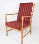 Armchair - Oak - Cushions - Red striped fabric - Swedish design - Bjärnums 
Møbelfabrik - 1960