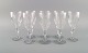 Baccarat, France. Eight art deco red wine glasses in clear mouth-blown crystal 
glass. 1930s / 40s.
