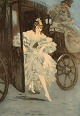 Louis Icart (1888-1950). Radering på papir. "Arrivée". Ca. 1920.  
