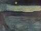 Svend Aage Tauscher (1911-1984), Dansk kunstner. Olie på lærred. Modernistisk 
landskab med måne på himlen. Dateret 1965.
