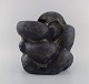 Christina Muff, Danish contemporary ceramicist (b. 1971). Large sculptural 
unique vase in glazed stoneware. Beautiful matte black glaze with metallic 
effects.
