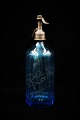 Decorative old French glass siphon in turquoise blue ...