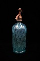 Decorative old French glass siphon in turquoise blue ...