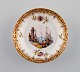 L'Art presents: Antique Augustus Rex Meissen miniature bowl in hand-painted porcelain. Ships, flowers and gold ...