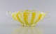 L'Art presents: Murano bowl with handles in mouth-blown art glass. Wavy and checkered design in shades of ...