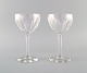 Baccarat, France. Two art deco red wine glasses in clear mouth blown crystal 
glass. 1930s.

