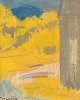 Svän Grandin (1906-1982), Swedish artist. Oil on board. Modernist landscape. 
Mid-20th century.
