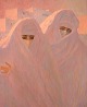 French artist. Oil on canvas. Two oriental women. 20th century.
