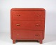 Small chest of drawers with red paint from around the year 1940s.
Dimensions in cm: H: 63 W: 60 D: 40
Great condition
