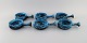 Fransk keramiker. Seks tapasskåle i glaseret stentøj. Smuk glasur i azurblå 
nuancer. Unika keramik af høj kvalitet. Midt 1900-tallet. 
