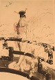 Louis Icart (1888-1950). Radering på papir. "Madame Butterfly". Dateret 1927.

