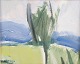 Helmer Wallin (1906-2004), Sweden. Watercolor on paper.
Modernist landscape. The 1960s.