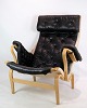 Osted Antik & Design presents: Armchair, Pernilla 69, beech, canvas and black leather, Bruno MattssonGreat ...