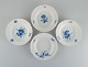 L'Art presents: Four antique Meissen deep plates.Hand painted with blue flowers and butterflies.