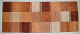 Milford, Sweden, pure wool rug. Geometric fields in red, orange and white 
shades.
