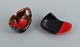 Vallauris, France, two ceramic bowls with glazes in red/black and and red/brown.