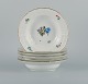 Royal Copenhagen Saxon Flower. Six deep plates in hand-painted porcelain with 
flowers and gold decoration.