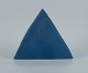 European studio ceramicist. Unique triangular vase in blue glaze.