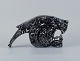 Roger Guerin (1896-1954), unique sculpture in black glazed ceramic in the form 
of a cat.