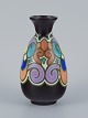 Gouda, Netherlands, art nouveau hand decorated ceramic vase.