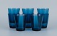 Vereco, France, a set of eight water glasses in blue art glass.