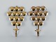 L'Art presents: Kee Mora, Sweden, a pair of brass wall sconces, Swedish design.1960s/70s.