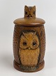 Old tobacco jar / tobacco box with owl carved in wood