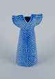 Lisa Larson (1931-) for Gustavsberg, blå vase i form af en kjole, stentøj.