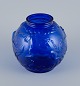 Glimma Glasbruk, Sweden, Art Nouveau "Blomkula" art glass vase in blue glass.