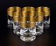 Rimpler Kristall, Zwiesel, Germany, six mouth blown crystal shot glasses with 
gold rim.