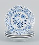 Meissen, Germany, four Blue Onion pattern plates.
Hand painted.
